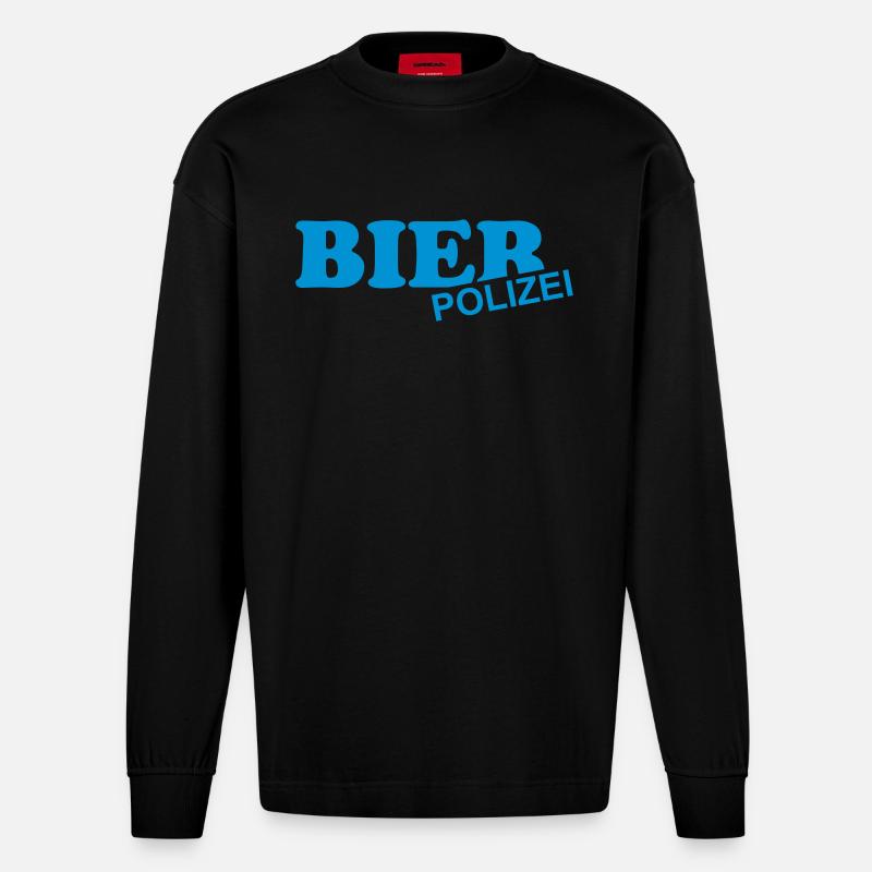 Bier Polizei - Heavyweight Oversized Organic Langarmshirt Made in EU - SOLID BLACK