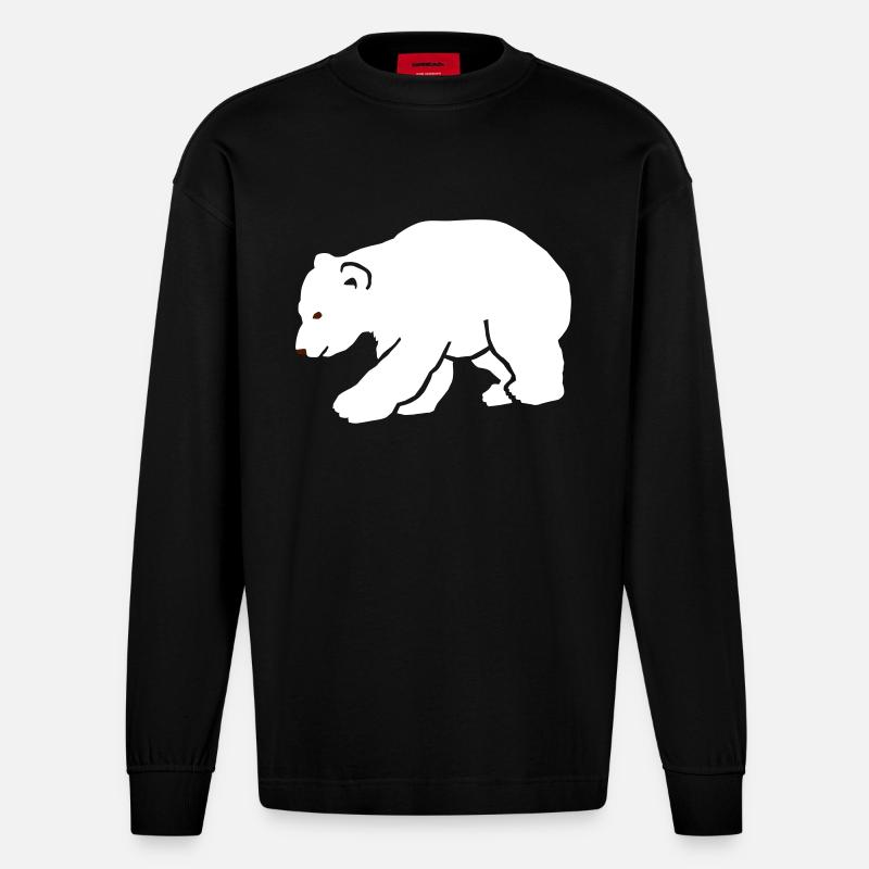 Eisbär Knut Polar - Heavyweight Oversized Organic Langarmshirt Made in EU - SOLID BLACK