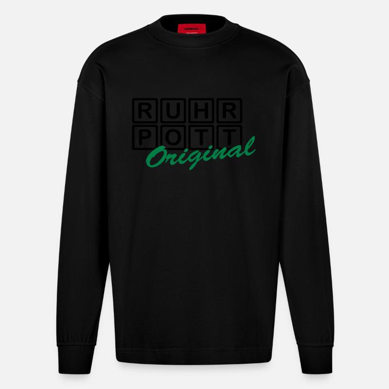 RUHRPOTT - Original - Heavyweight Oversized Organic Langarmshirt Made in EU - SOLID BLACK