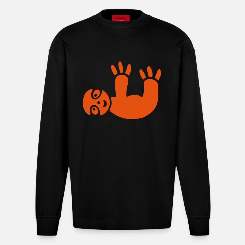 Faultier, sloth - Heavyweight Oversized Organic Langarmshirt Made in EU - SOLID BLACK