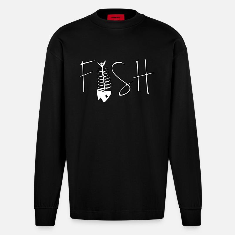 Fish - Heavyweight Oversized Organic Langarmshirt Made in EU - SOLID BLACK