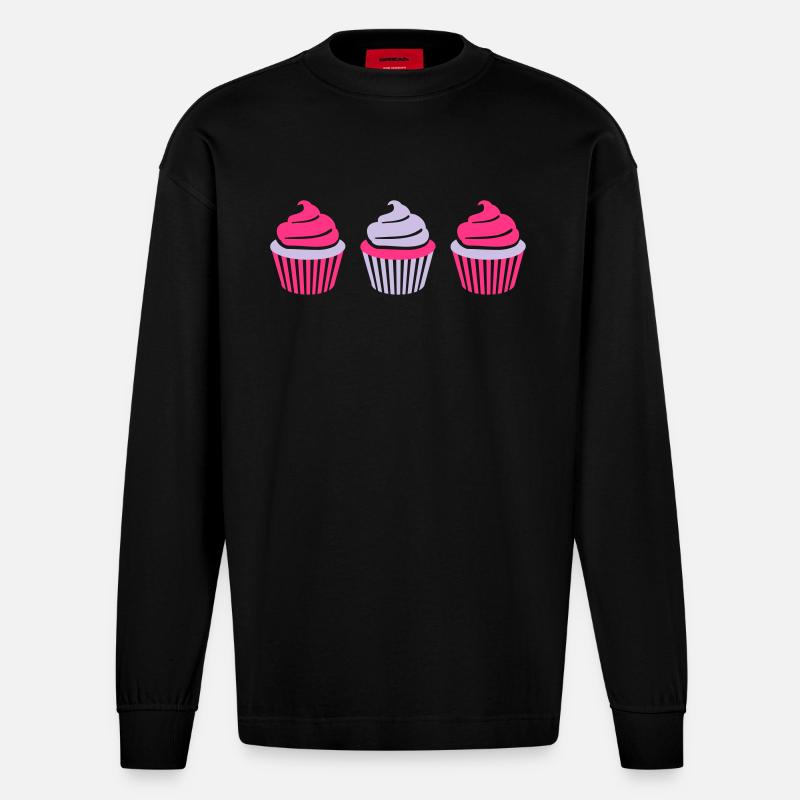 Cupcake - Heavyweight Oversized Organic Langarmshirt Made in EU - SOLID BLACK