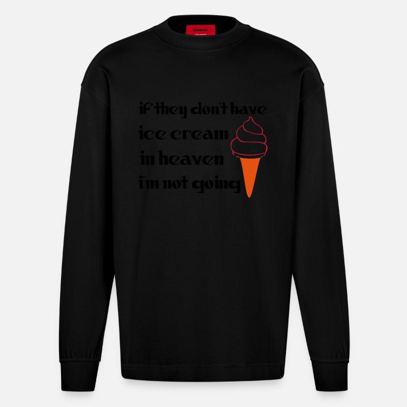 Ice Cream - Manches longues bio épais oversize fabriqué en UE - SOLID BLACK