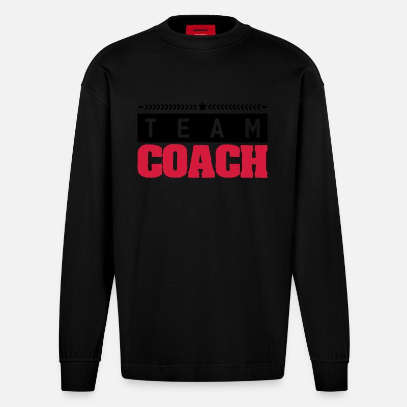 team_coach_vo2 - Heavyweight Oversized Organic Langarmshirt Made in EU - SOLID BLACK