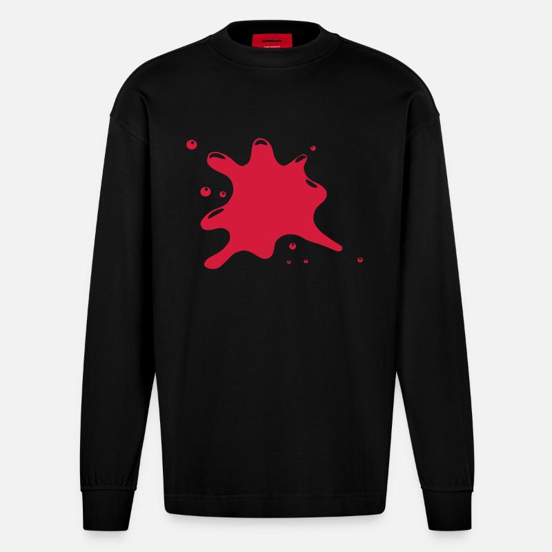 Klecks fleck blut - Heavyweight Oversized Organic Langarmshirt Made in EU - SOLID BLACK