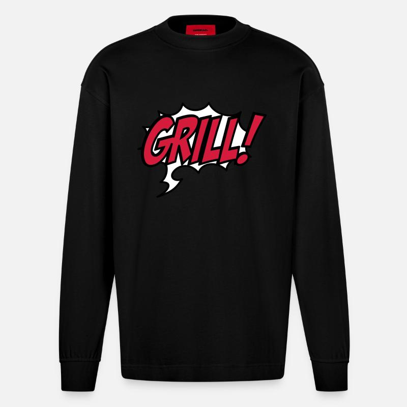 grillage - Manches longues bio épais oversize fabriqué en UE - SOLID BLACK