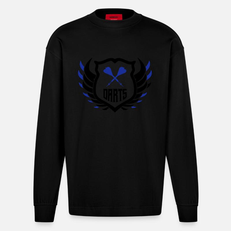 darts crest - Heavyweight Oversized Organic Langarmshirt Made in EU - SOLID BLACK