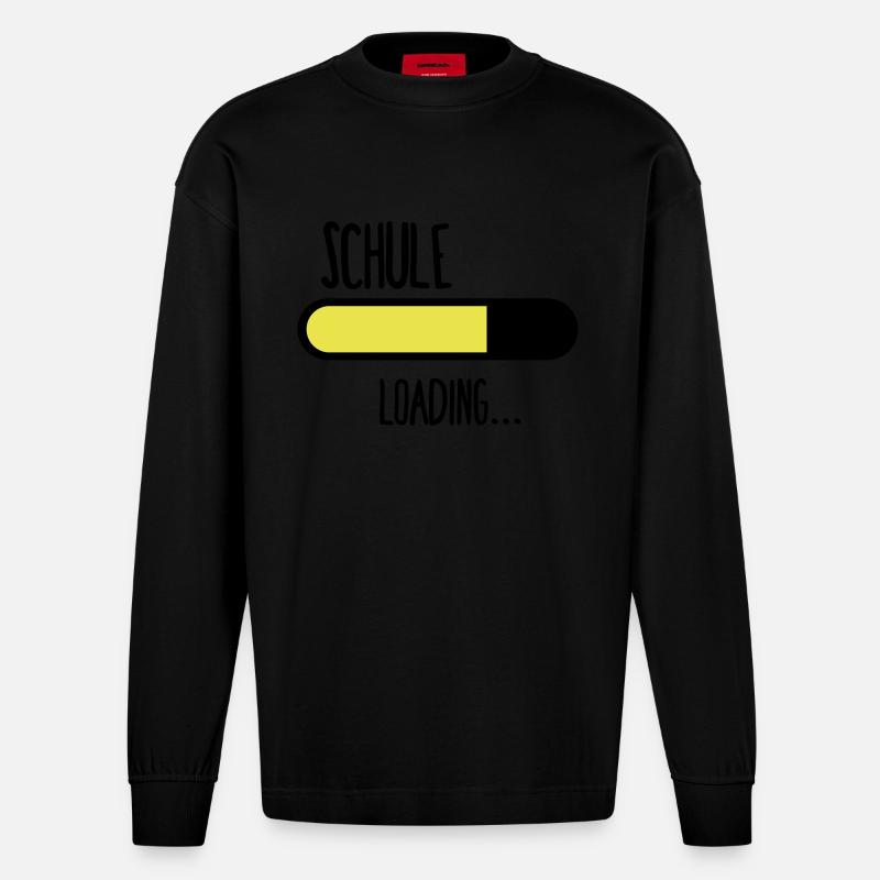 Schule Loading... - Heavyweight Oversized Organic Langarmshirt Made in EU - SOLID BLACK