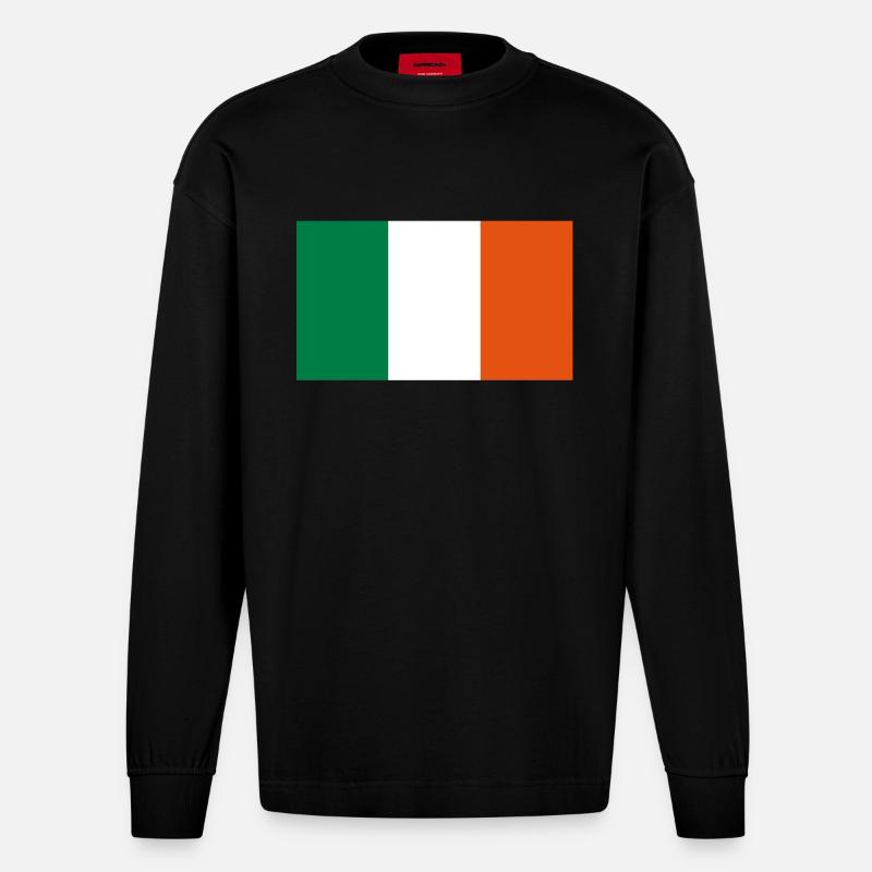 flag_ireland_eire_irish - Heavyweight Oversized Organic Langarmshirt Made in EU - SOLID BLACK