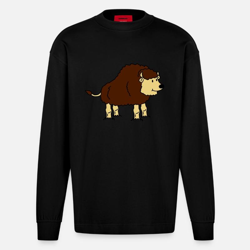 bison - Heavyweight Oversized Organic Langarmshirt Made in EU - SOLID BLACK