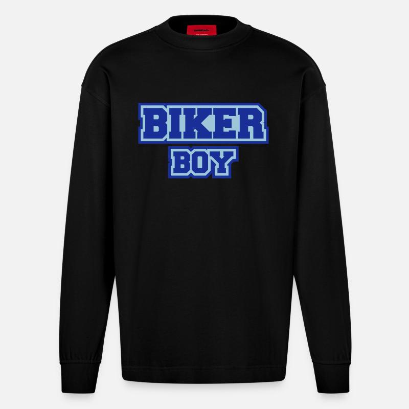 Biker Boy - Heavyweight Oversized Organic Langarmshirt Made in EU - SOLID BLACK