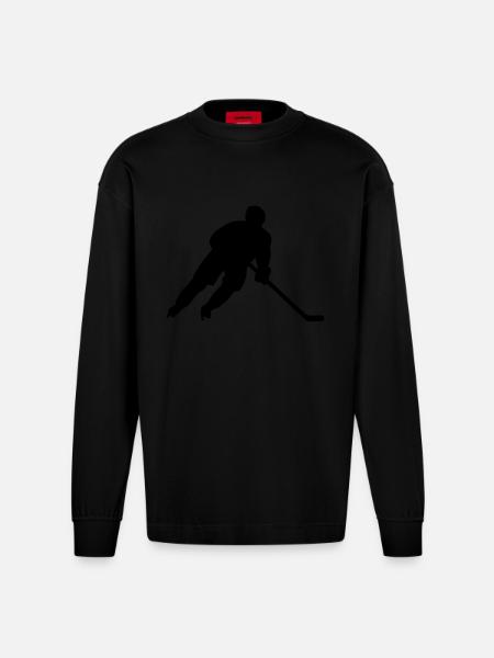 Eishockey - Heavyweight Oversized Organic Langarmshirt Made in EU - SOLID BLACK