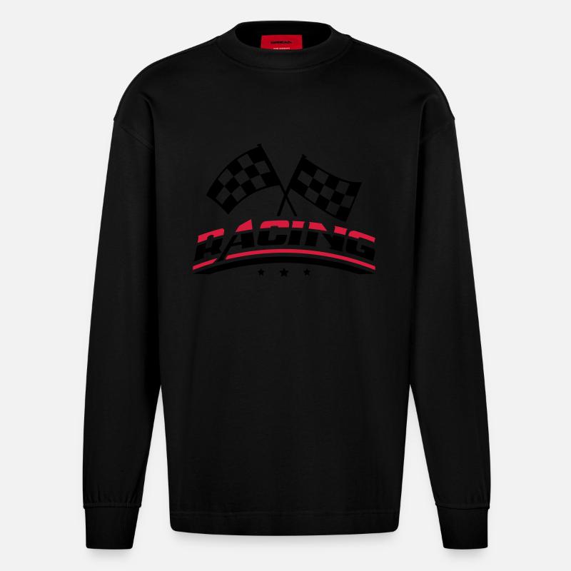 racing_di2 - Heavyweight Oversized Organic Langarmshirt Made in EU - SOLID BLACK
