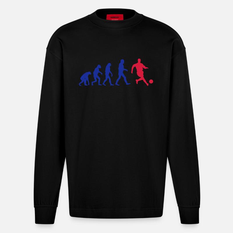 Football Evolution logo - Heavyweight Oversized Organic Langarmshirt Made in EU - SOLID BLACK