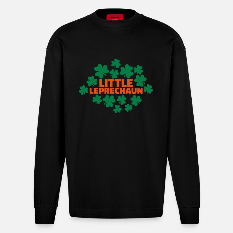 Little Leprechaun - Heavyweight Oversized Organic Langarmshirt Made in EU - SOLID BLACK