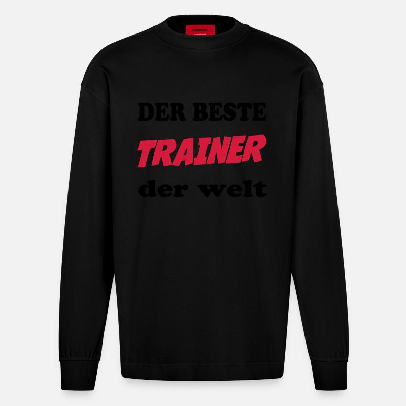Der beste trainer der welt - Heavyweight Oversized Organic Langarmshirt Made in EU - SOLID BLACK