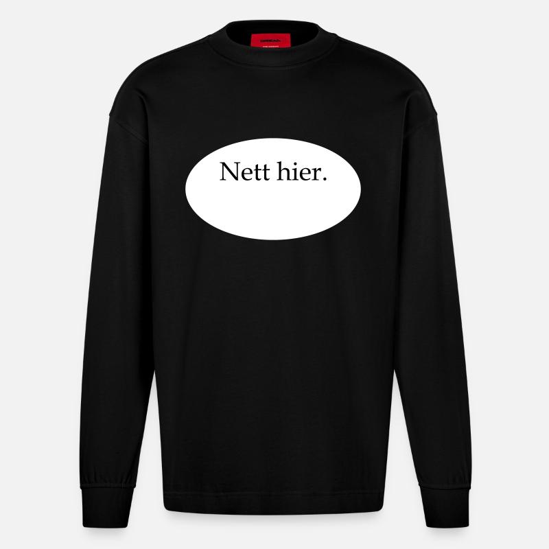 Nett hier Blanko Vorlage - Heavyweight Oversized Organic Langarmshirt Made in EU - SOLID BLACK