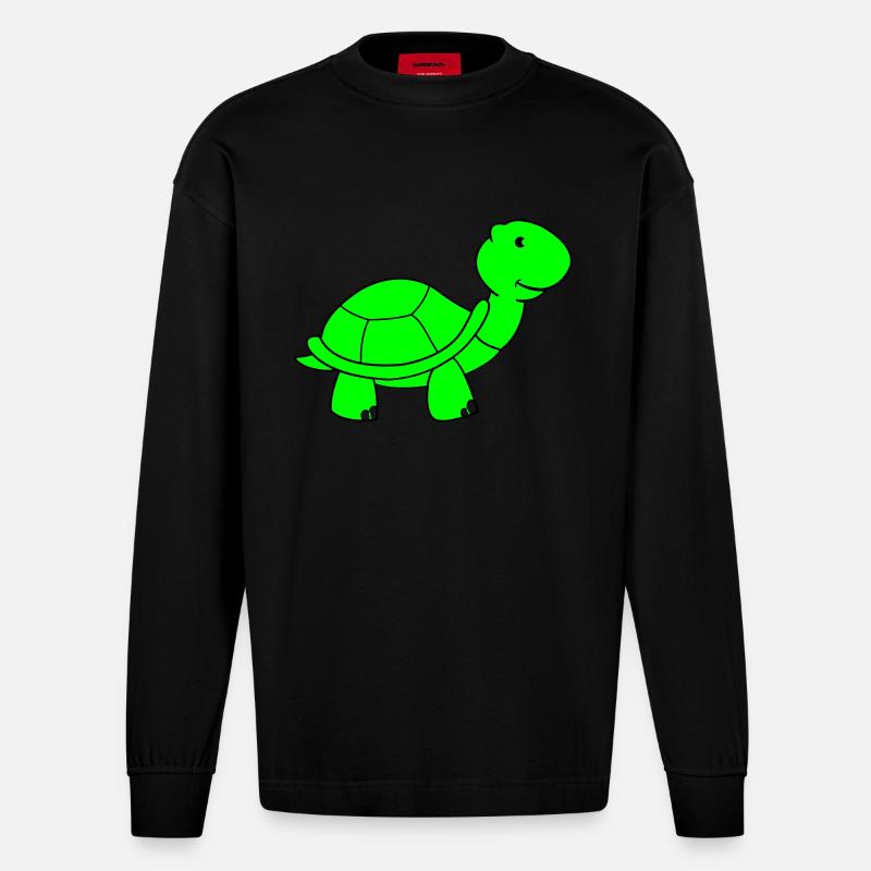 schildkröte - Heavyweight Oversized Organic Langarmshirt Made in EU - SOLID BLACK