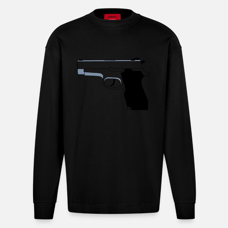 Pistole - Heavyweight Oversized Organic Langarmshirt Made in EU - SOLID BLACK