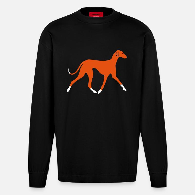 Azawakh - Heavyweight Oversized Organic Langarmshirt Made in EU - SOLID BLACK
