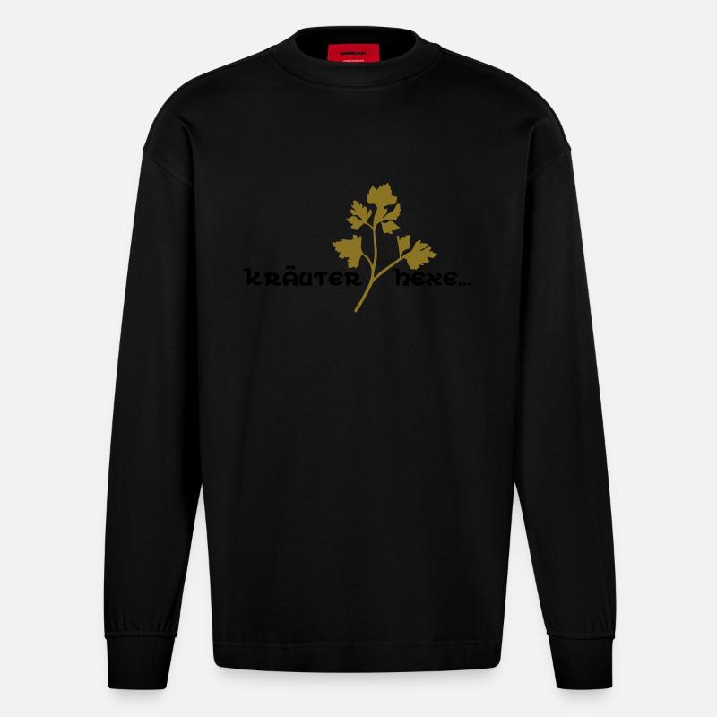 Kräuterhexe - Heavyweight Oversized Organic Langarmshirt Made in EU - SOLID BLACK