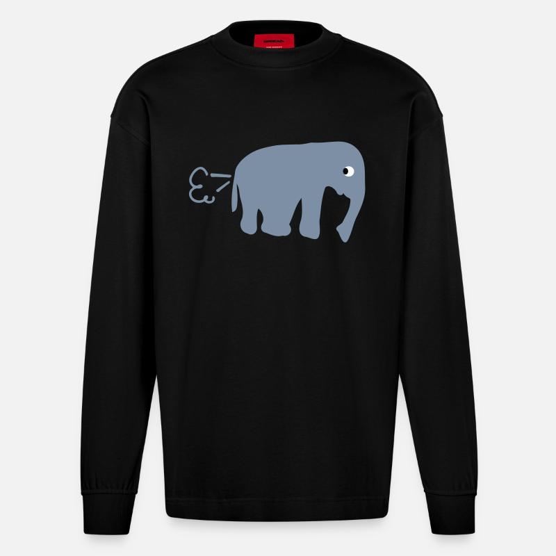 elephant_fart - Heavyweight Oversized Organic Langarmshirt Made in EU - SOLID BLACK