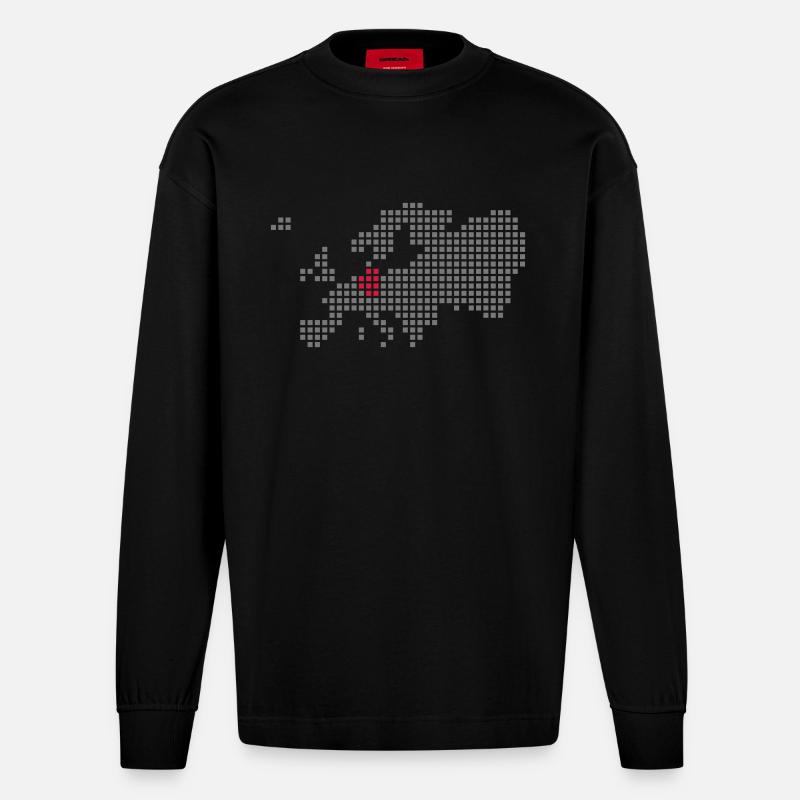 deutschland - Heavyweight Oversized Organic Langarmshirt Made in EU - SOLID BLACK