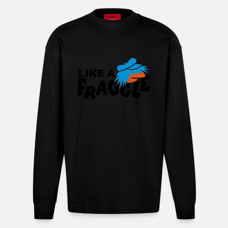 LIKE A FRAGGLE - Heavyweight Oversized Organic Langarmshirt Made in EU - SOLID BLACK
