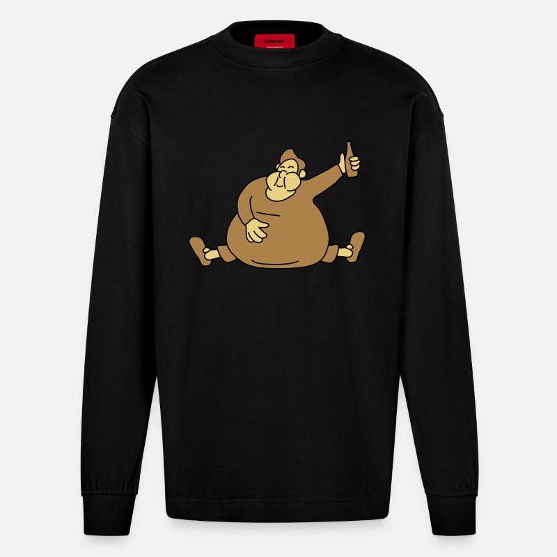 Fat Drunken Man - Heavyweight Oversized Organic Langarmshirt Made in EU - SOLID BLACK