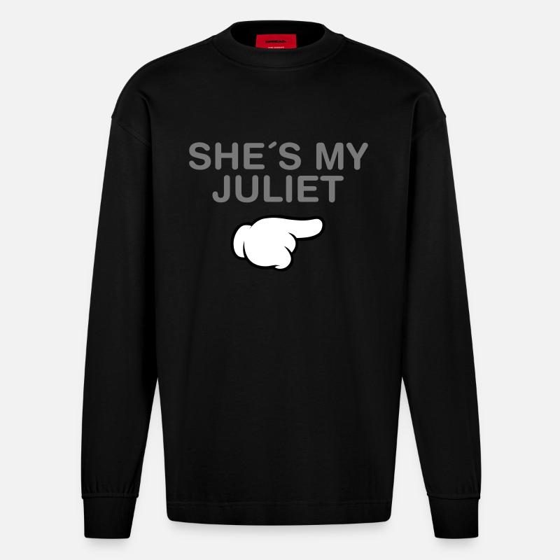 She´s My Juliet (Comic Hand) - Manches longues bio épais oversize fabriqué en UE - SOLID BLACK