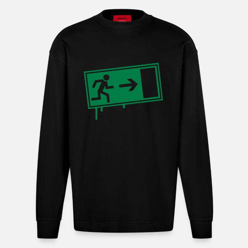 exit_2_f1 - Heavyweight Oversized Organic Langarmshirt Made in EU - SOLID BLACK