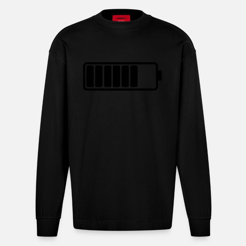 battery_01 - Heavyweight Oversized Organic Langarmshirt Made in EU - SOLID BLACK