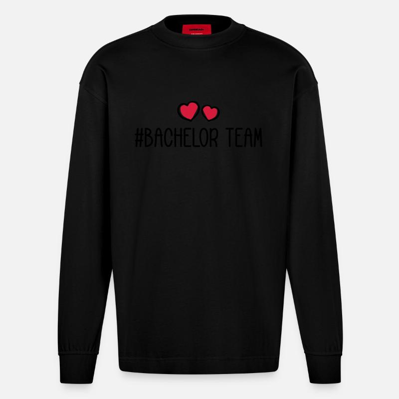 Bachelor Équipe Cœur - Manches longues bio épais oversize fabriqué en UE - SOLID BLACK