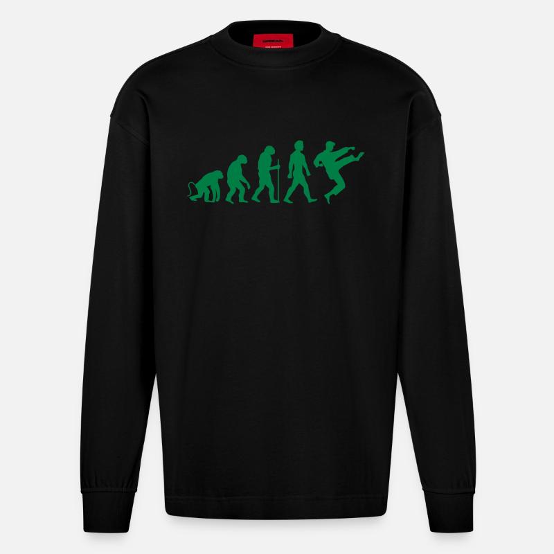 karate evolution - Heavyweight Oversized Organic Langarmshirt Made in EU - SOLID BLACK