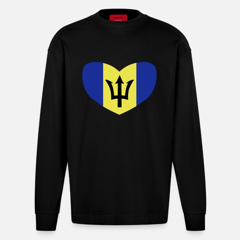Ich liebe Barbados - Heavyweight Oversized Organic Langarmshirt Made in EU - SOLID BLACK