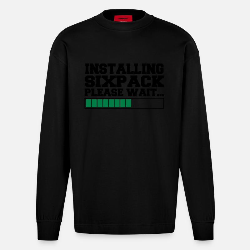 INSTALLING SIXPACK 2 - Manches longues bio épais oversize fabriqué en UE - SOLID BLACK