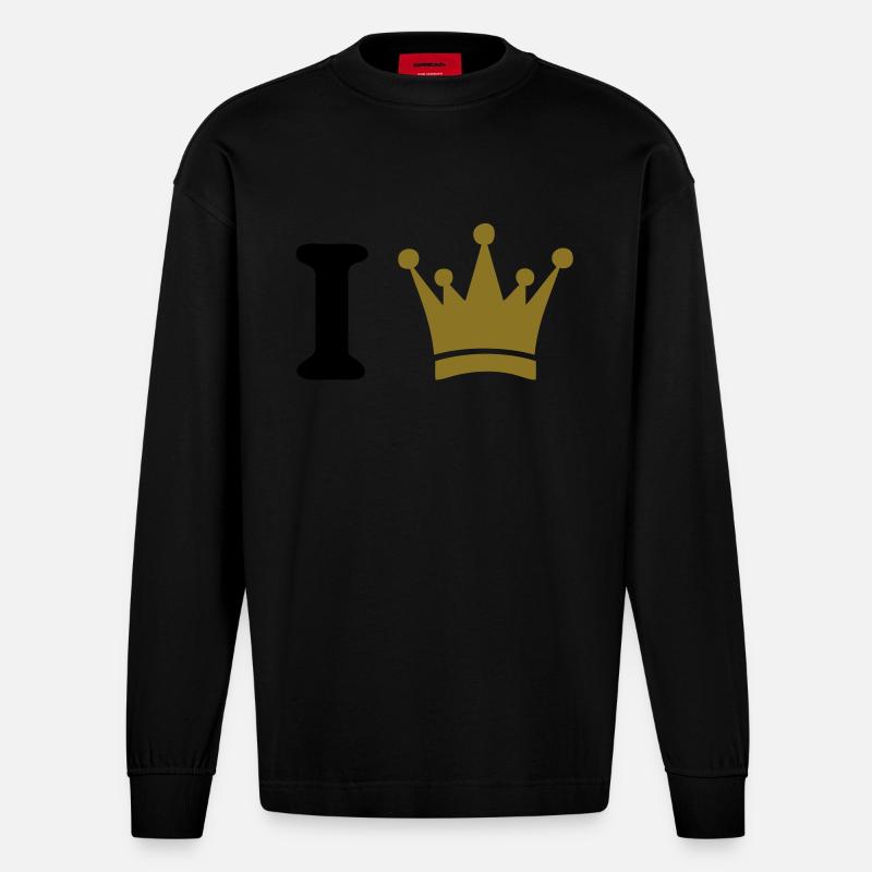 i king - Heavyweight Oversized Organic Langarmshirt Made in EU - SOLID BLACK