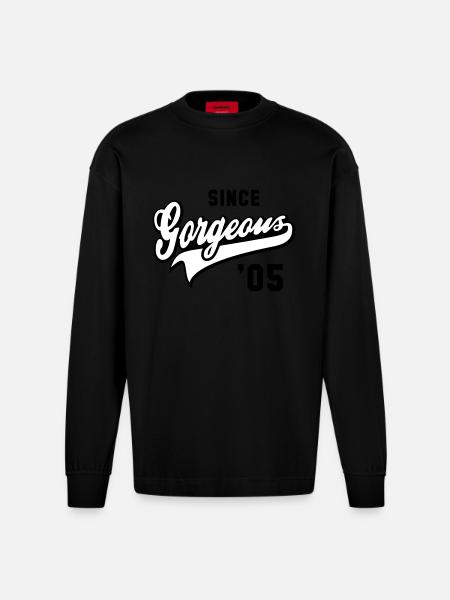 Superbe DEPUIS 2005 - Anniversaire - Manches longues bio épais oversize fabriqué en UE - SOLID BLACK