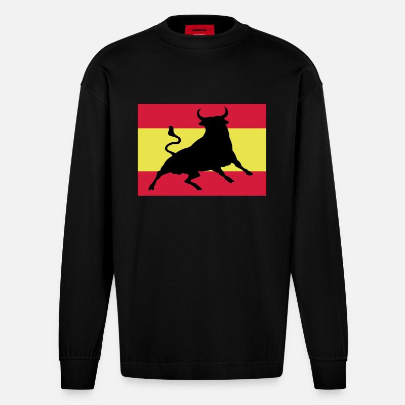 Viva España - Heavyweight Oversized Organic Langarmshirt Made in EU - SOLID BLACK