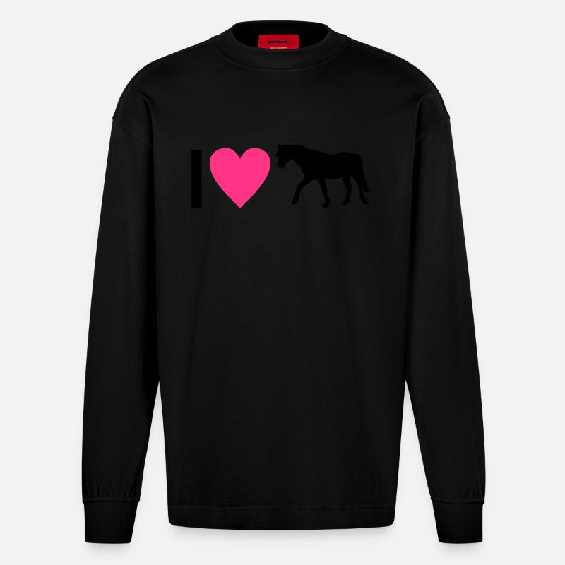 Pferd - Heavyweight Oversized Organic Langarmshirt Made in EU - SOLID BLACK