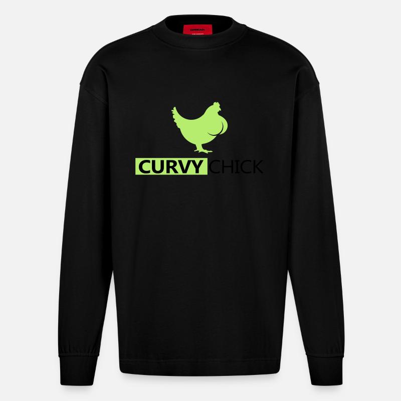Curvy Chick - Heavyweight Oversized Organic Langarmshirt Made in EU - SOLID BLACK
