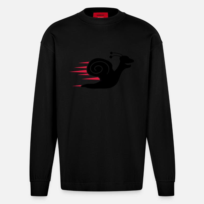 Fast Snail - Heavyweight Oversized Organic Langarmshirt Made in EU - SOLID BLACK