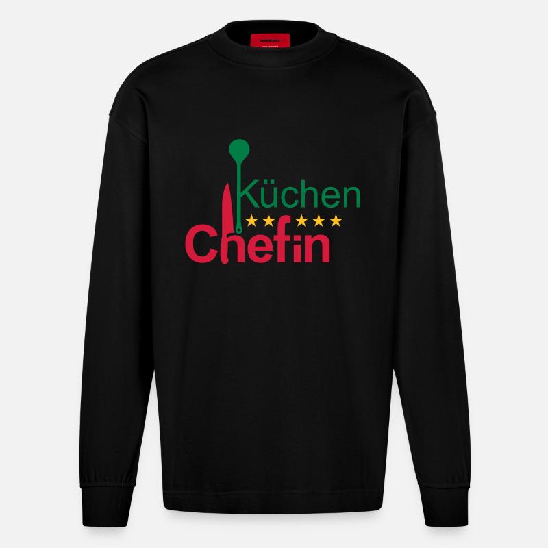 Küchenchefin - Heavyweight Oversized Organic Langarmshirt Made in EU - SOLID BLACK