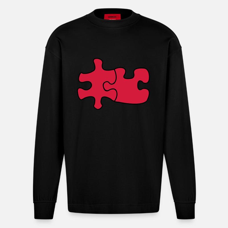 puzzle1 - Heavyweight Oversized Organic Langarmshirt Made in EU - SOLID BLACK