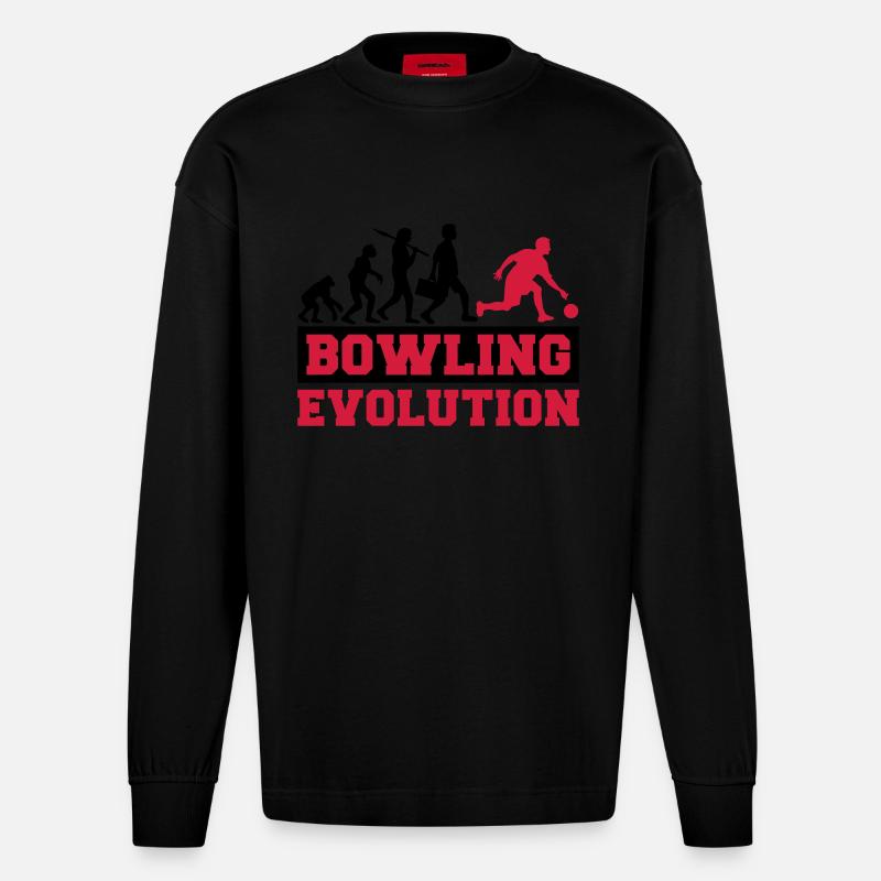 Bowling Evolution - Heavyweight Oversized Organic Langarmshirt Made in EU - SOLID BLACK