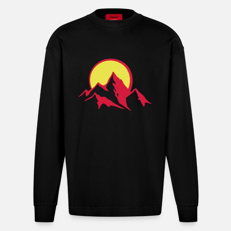 bergpanorama_4_2c - Heavyweight Oversized Organic Langarmshirt Made in EU - SOLID BLACK