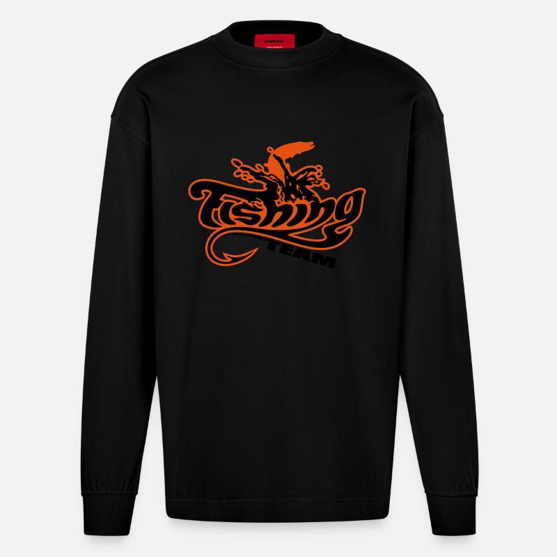 fishing_team_2c - Heavyweight Oversized Organic Langarmshirt Made in EU - SOLID BLACK