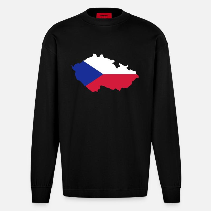 Tschechien - Heavyweight Oversized Organic Langarmshirt Made in EU - SOLID BLACK