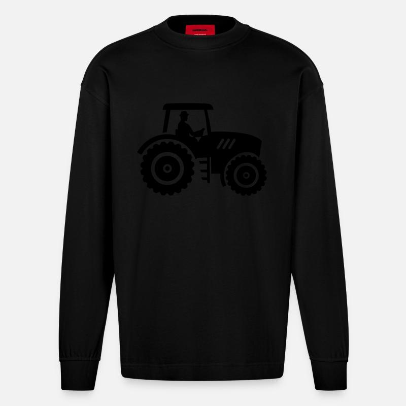 Traktor - Heavyweight Oversized Organic Langarmshirt Made in EU - SOLID BLACK
