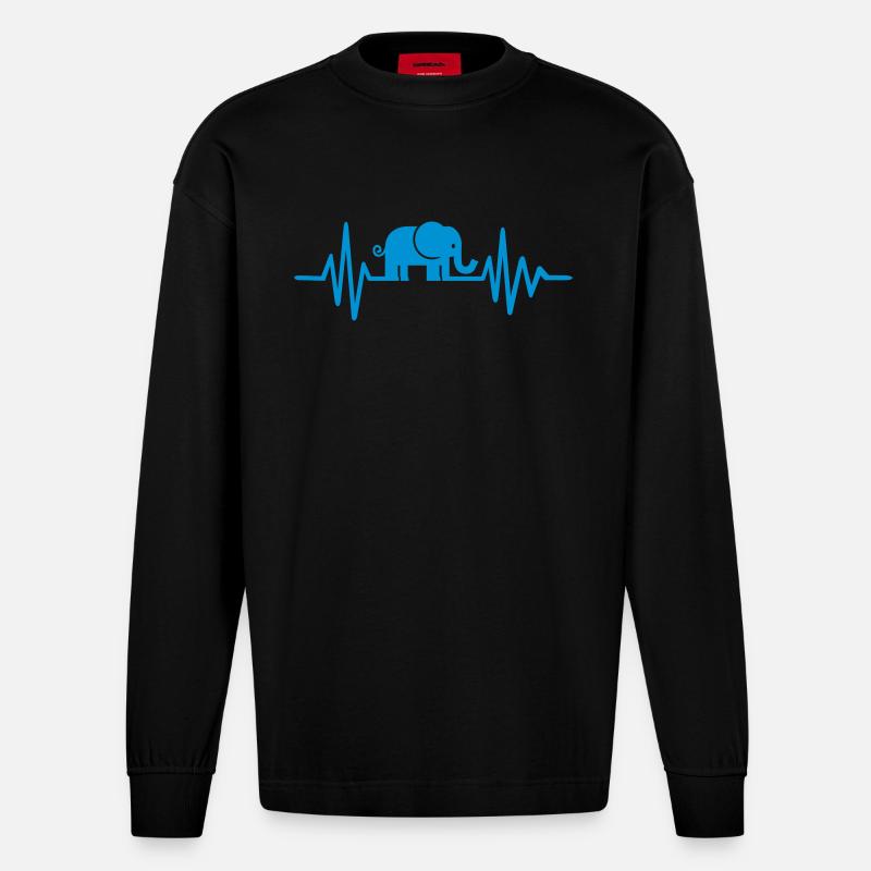 Éléphant - Manches longues bio épais oversize fabriqué en UE - SOLID BLACK
